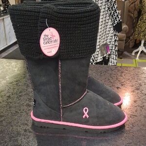 Stylish Black and Pink Winter Boots